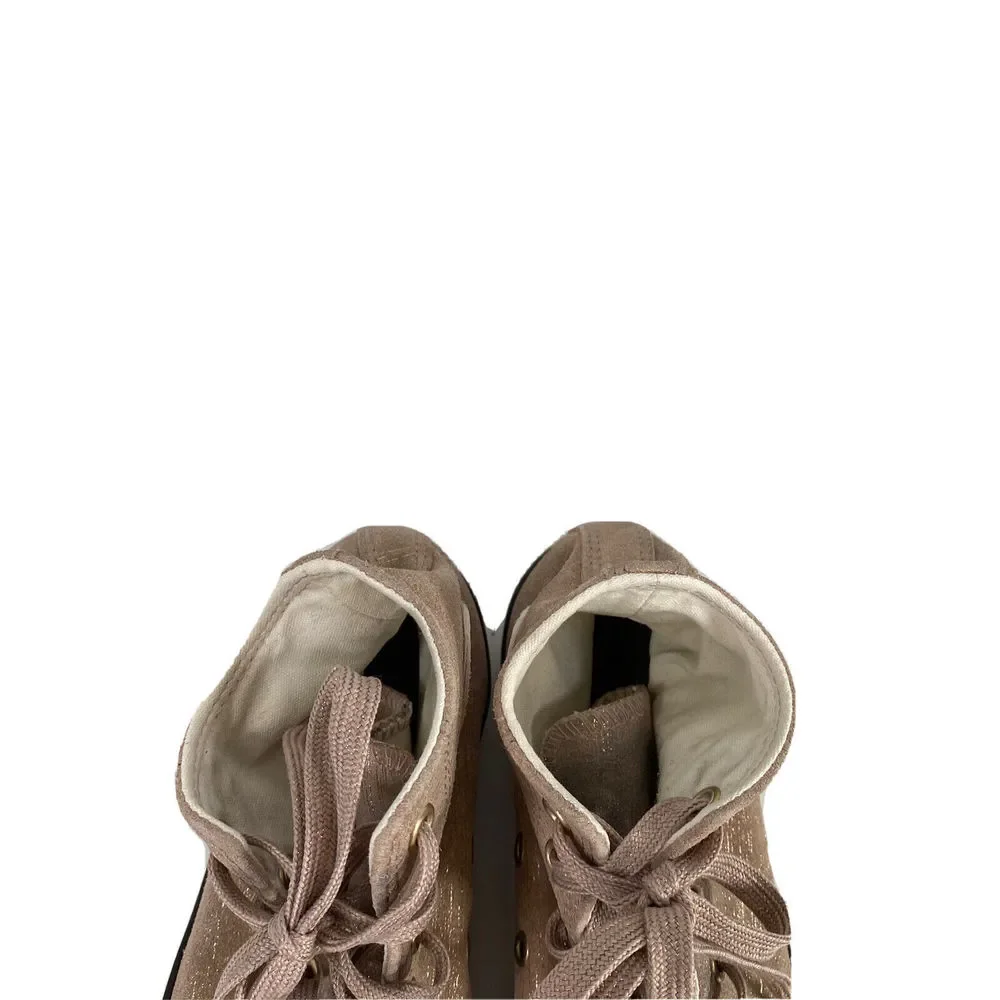Converse All Star Girls Pink/Beige Metallic Lace Up High Top Sneakers - 4 - Picture 3 of 8